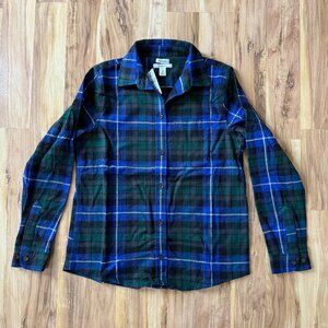 Women's LL Bean Scotch Plaid Flannel Shirt, Relaxed Fit, NWT, Size XS